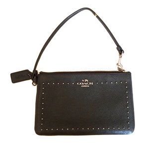 COACH black studded wristlet